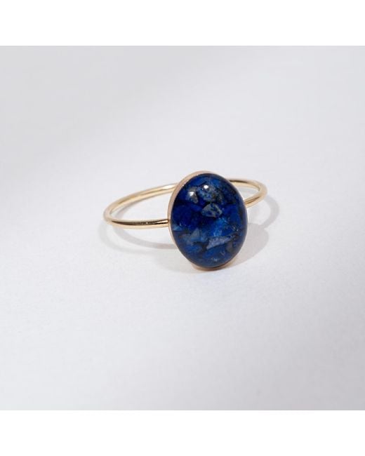 Kate Koel Blue Dainty Lapis Lazuli Ring — Oval-Filled Ring