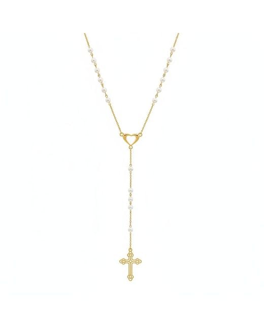 Leni James Metallic The Paloma Pearl Rosary Necklace