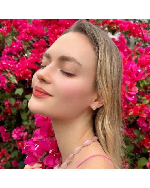 Farra Pink Minimalist Rose Quartz Stud Earrings