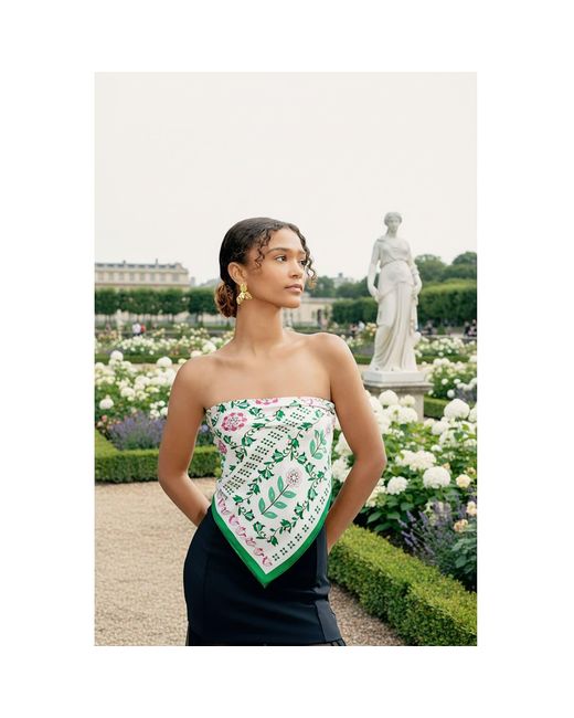 Jessie Zhao New York Green Ivy Parterre Double Sided Silk Scarf