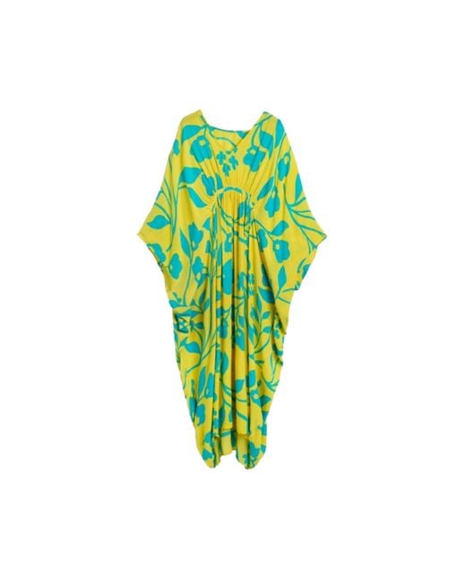 Saachi Green Bold Floral Kaftan Maxi