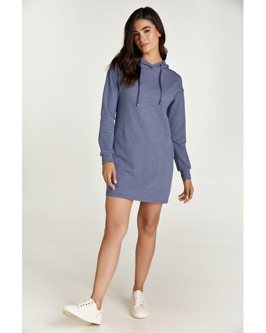 Conquista Blue Melange Hooded Mini Dress