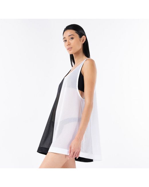 Kim Foley Black Half & Half Beach Cover-Up Athletic Mesh Dress