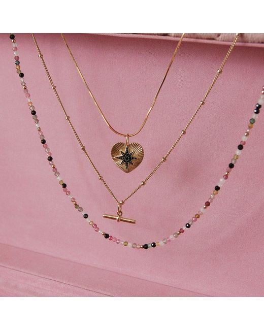Zohreh Metallic T- Bar Pendant 9K