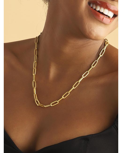 Lila Rasa Metallic Paperclip Chain Necklace Large