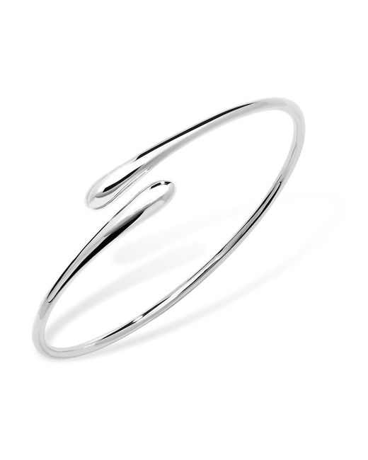 Lucy Quartermaine White Sterling Cross Open Drop Bangle