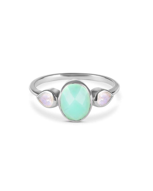 Zohreh Green Chrysoprase Moonstone Sterling Silver Ring
