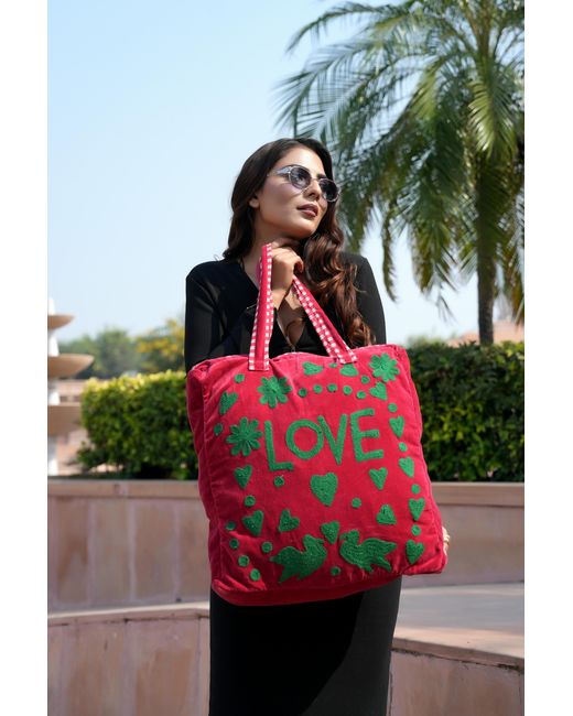 Conscious Yoga Collective Red Love Suzani Tote