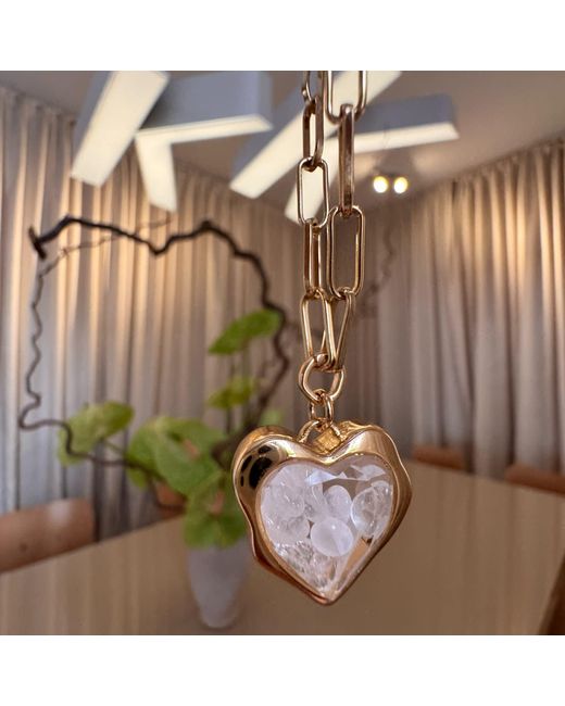 My Little Nature Metallic Plated Necklace With Rose Quartz Crystals