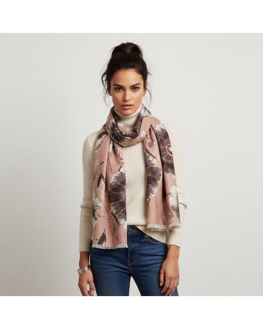 Saachi Brown Reversible Blooming Botanical Scarf