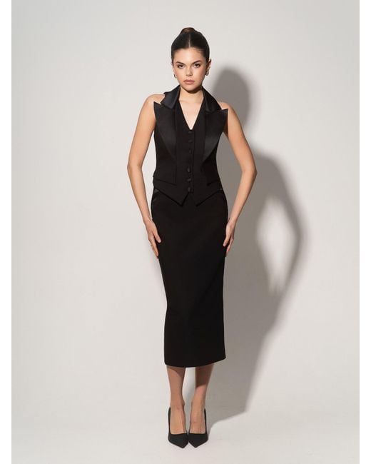 Tia Dorraine Black Single-Breasted Waistcoat & Skirt Set