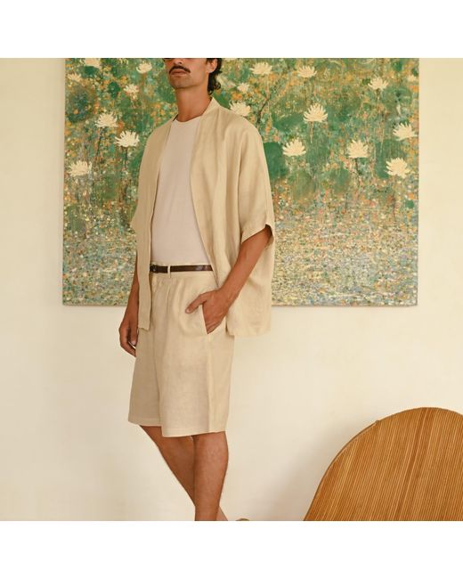 ORIGIN OF HEARTS Natural Neutrals Vela Linen Kimono Shirt For Elevated Summer Style for men