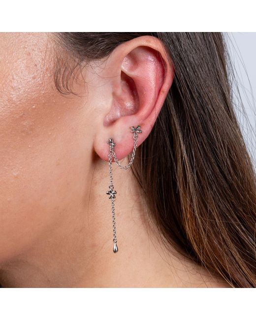 Lucy Quartermaine White Solid Sterling Splash Double Post Earring With Drop