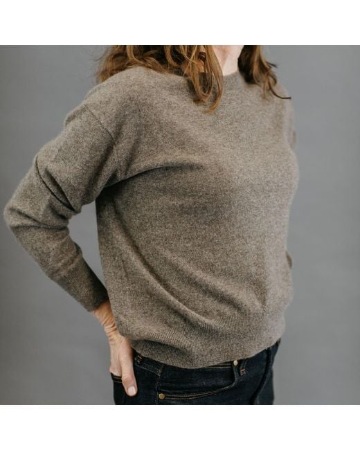 Zenzee Gray Cashmere Crew Neck Boyfriend Sweater