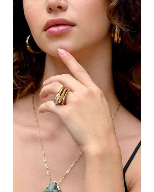 Rare Matters Jewelry Metallic Organic Moonstone Sparkle Stack Rings