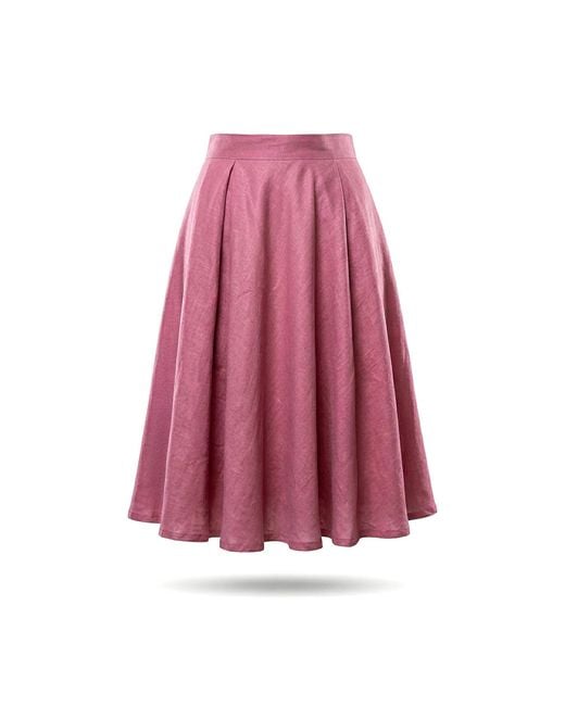 Stovaria Purple Blush Silk & Cotton Blend Knee Length A Line Skirt