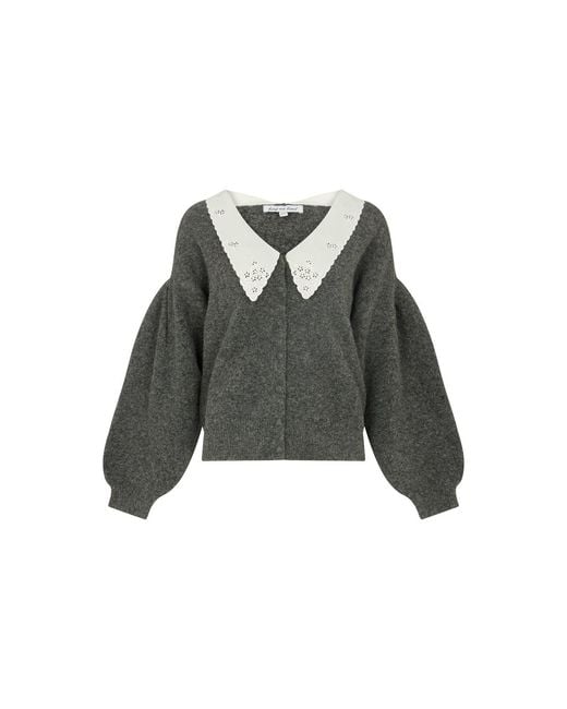 Lily and Lionel Gray Suzzanna Embroidered Collar Cardigan
