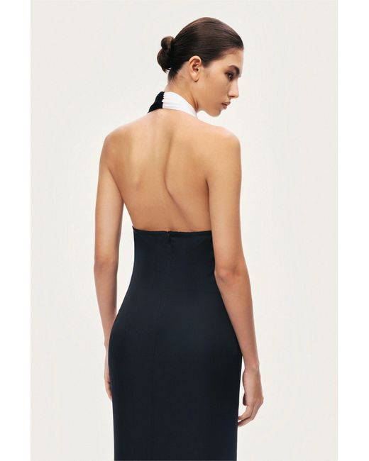 Nocturne Black Contrast Draped Halter Maxi Dress