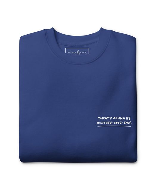 Anchor and Crew Blue Team Royal Flamingo Another Good Day Cotton Blend Sweatshirt