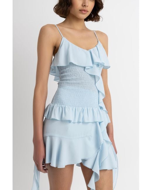 Amy Lynn Blue Stefania Draped Ruffles Top