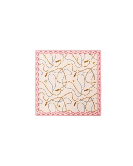 Le Parmentier Pink Heritage Chain And Pearls Silk Bandana