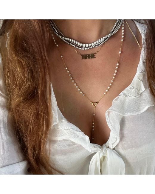 Leni James Metallic The Paloma Pearl Rosary Necklace