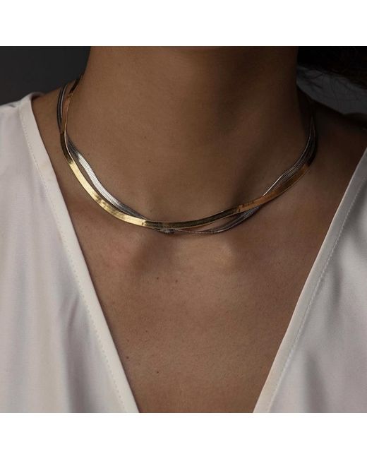 Divine Aria Metallic Snake Chain Necklace Adjustable Length