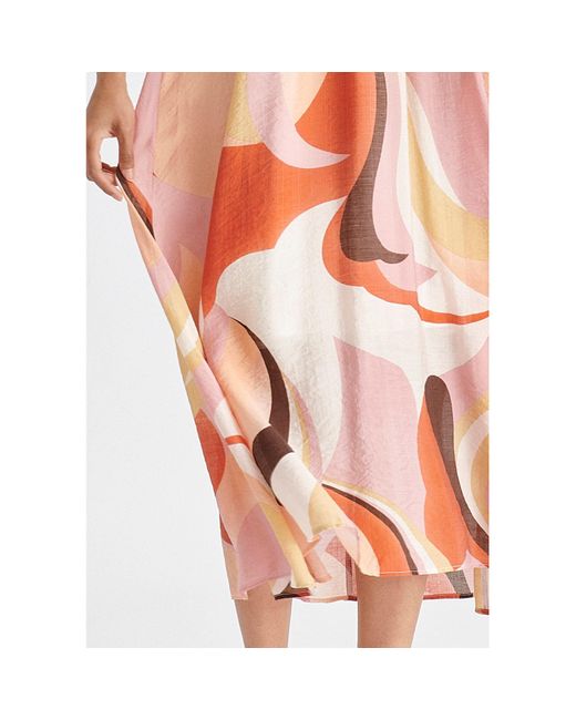 Paisie Pink Retro Wave Halter Neck Midi Dress