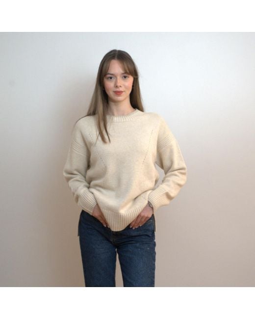 Nuvv Collection Natural Neutrals Cashmere And Wool Blend Round Necked Knit Sweater – Soft Neutral Tone