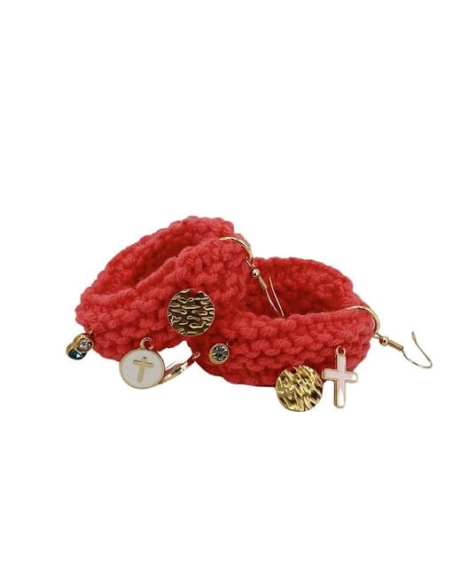 Hilo De Mar Red Drop Earrings With Charms