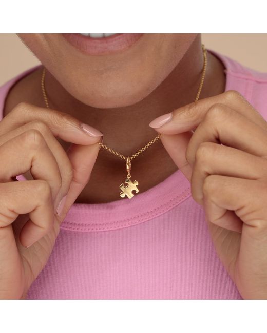 Lily Charmed Metallic Plated Jigsaw Charm Necklace