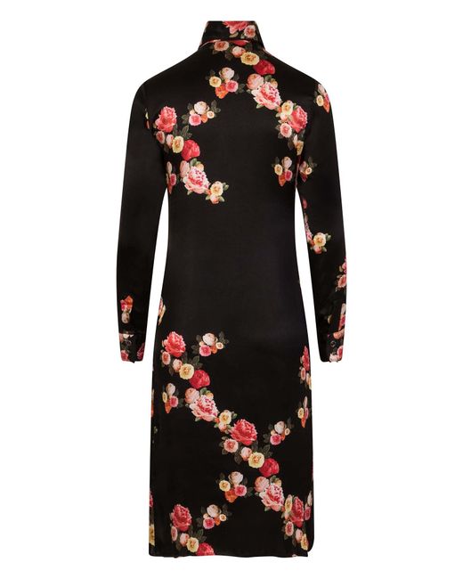 Sophie Cameron Davies Black Peony Silk Midi Dress