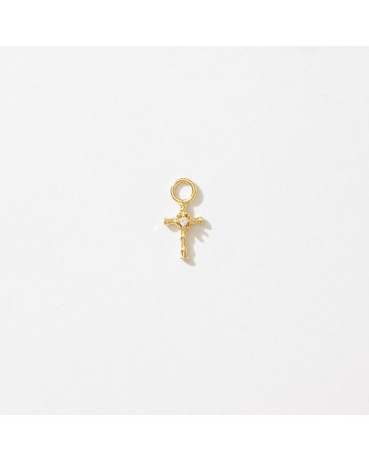Alexie of Athens Metallic Byzantine Twist Cross Huggie Hoop Charm