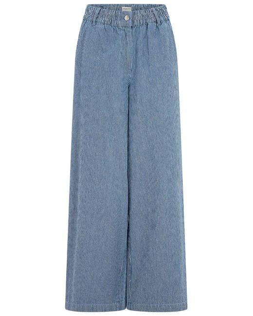 Sugarhill Blue Fifi Wide Leg Trousers Stripe Denim