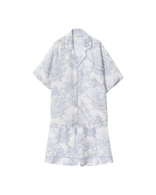 Luna Luz White French Toile Bamboo Rayon Pyjama Set –