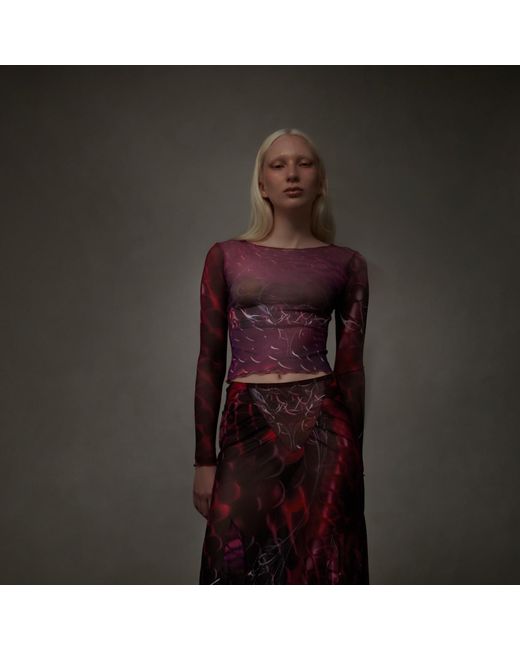 Paloma Lira Purple Snake Heart Mesh Top