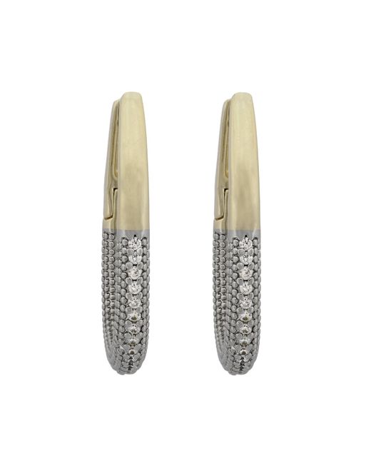 Ebru Jewelry Metallic Pave Diamonds Hoop Earrings