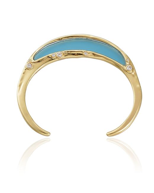 Rare Matters Jewelry Blue Gemstone Inlay Bangle Cuff