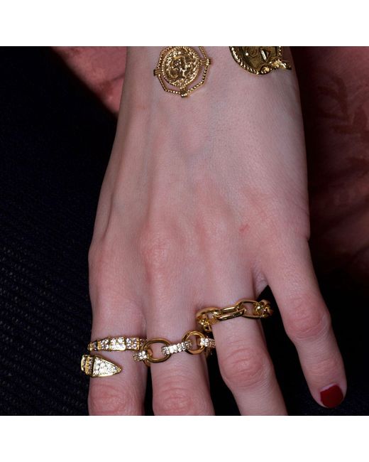 Alexie of Athens Metallic Eleni Pave Chunky Chain Ring