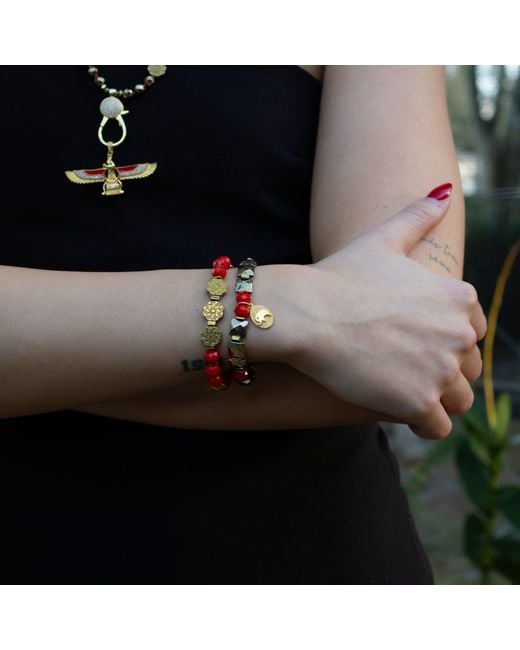 Ebru Jewelry Red Strength & Grace Energy Elephant Charm Bracelet Set