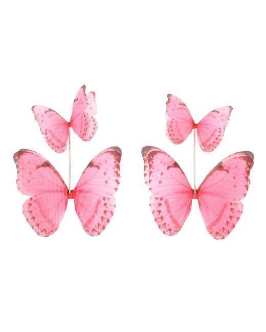 Oana Savu Pink Hot Silk Butterfly Earrings Sterling Fairy Jewelry
