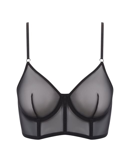 Hedonista Lingerie Gray Mesh Demi Corset Bra