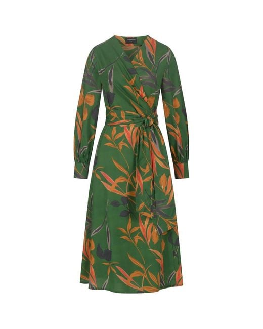 Marianna Déri Green Autumn Leaves Wrap Dress