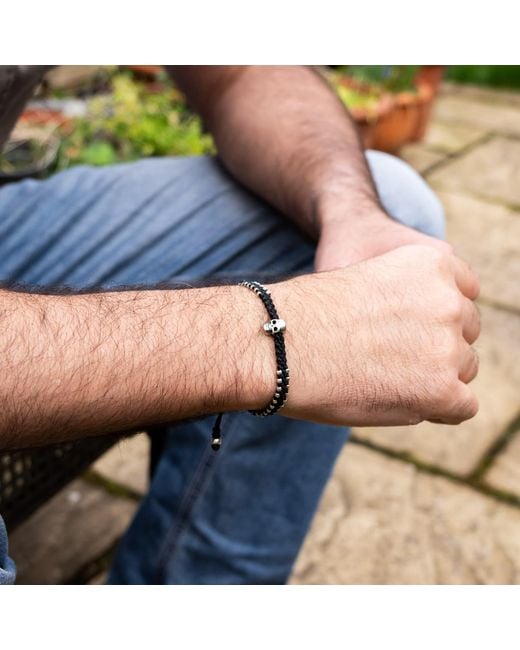 Harbour Uk Black Skull Connection Rope Bracelet for men