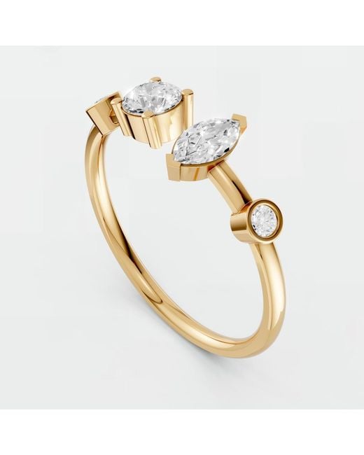 Aya Fine Jewelry Metallic Contemporary Open Round & Marquise Lab Diamond Ring