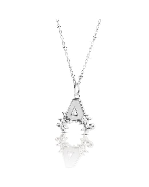 Kasun Metallic Solid A Initial Necklace With Mother Of Pearl