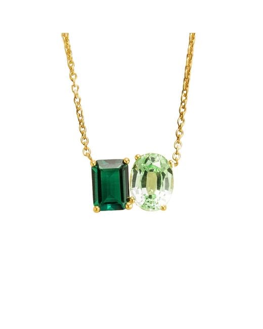 Juvetti Green Buchon Necklace Set With Emerald & Sapphire