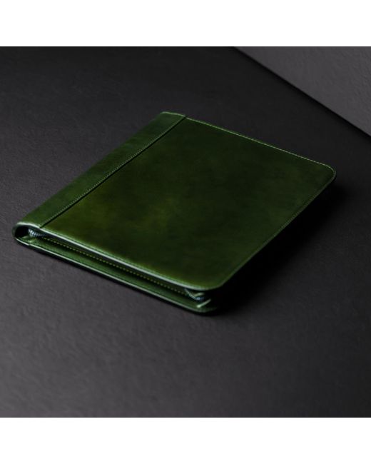 Time Resistance Green Leather Documents Folder Organizer