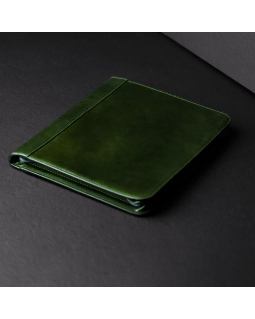 Time Resistance Green Leather Documents Folder Organizer