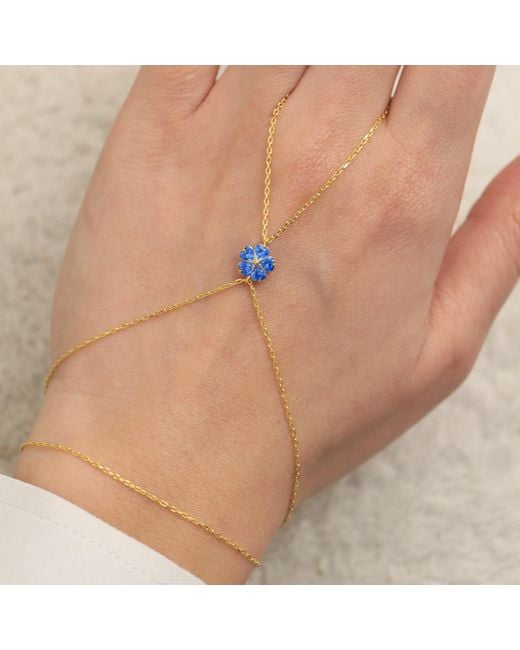 Agora Jewellery Metallic Forget Me Not Hand Chain Bracelet